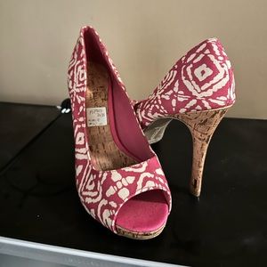 Paisley Print Peekaboo Pumps